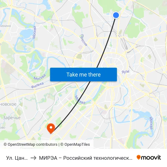 Ул. Цандера to МИРЭА – Российский технологический университет map