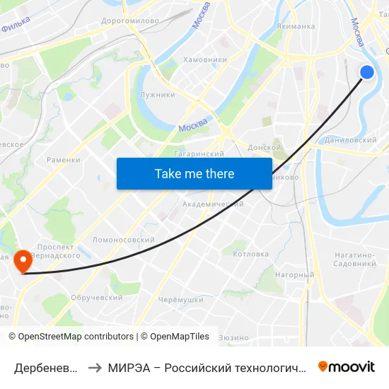 Дербеневская ул. to МИРЭА – Российский технологический университет map