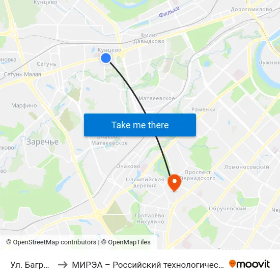 Ул. Багрицкого to МИРЭА – Российский технологический университет map
