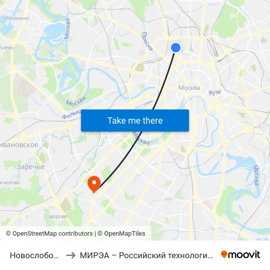 Новослободская ул. to МИРЭА – Российский технологический университет map