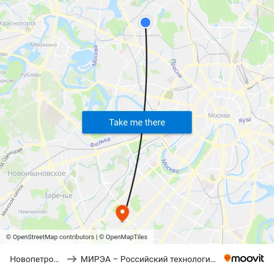 Новопетровская ул. to МИРЭА – Российский технологический университет map