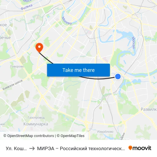Ул. Кошкина to МИРЭА – Российский технологический университет map