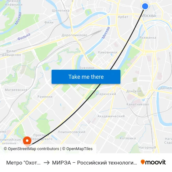 Метро "Охотный ряд" to МИРЭА – Российский технологический университет map