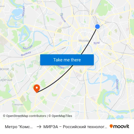 Метро "Комсомольская" to МИРЭА – Российский технологический университет map