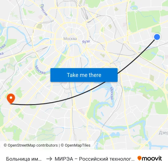 Больница имени Мухина to МИРЭА – Российский технологический университет map