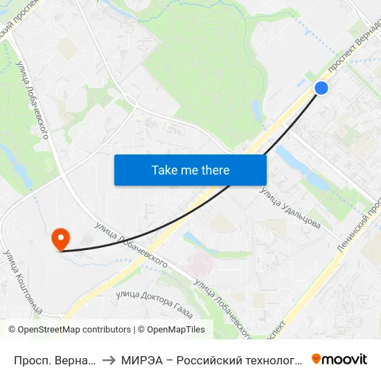 Просп. Вернадского, 33 to МИРЭА – Российский технологический университет map