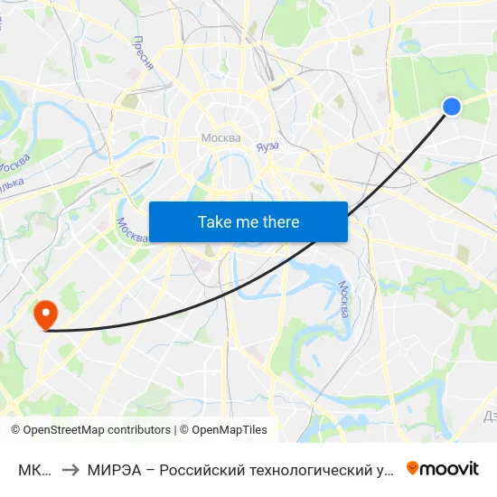 МКНЦ to МИРЭА – Российский технологический университет map
