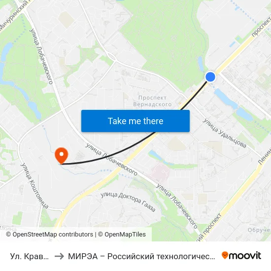 Ул. Кравченко to МИРЭА – Российский технологический университет map