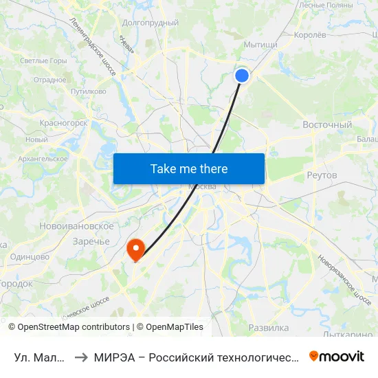 Ул. Малыгина to МИРЭА – Российский технологический университет map