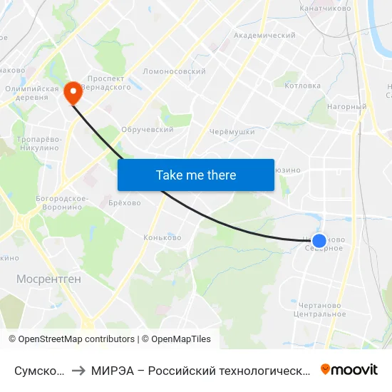 Сумской пр. to МИРЭА – Российский технологический университет map