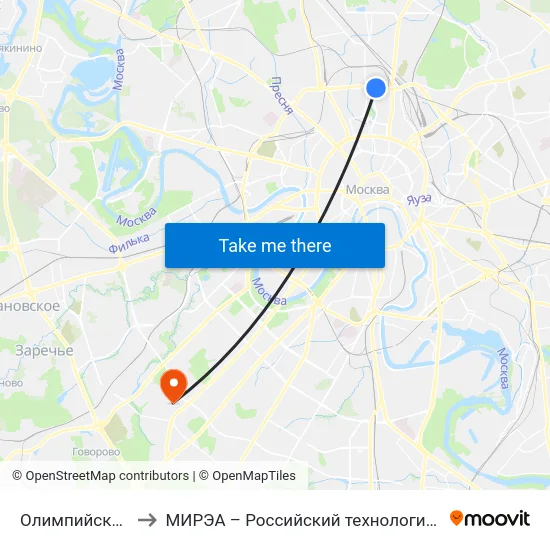 Олимпийский просп. to МИРЭА – Российский технологический университет map