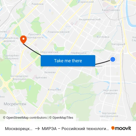 Москворецкий рынок to МИРЭА – Российский технологический университет map