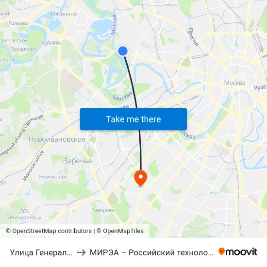 Улица Генерала Глаголева to МИРЭА – Российский технологический университет map