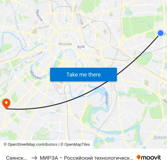 Саянская ул. to МИРЭА – Российский технологический университет map