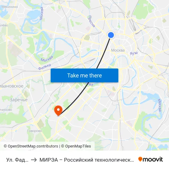 Ул. Фадеева to МИРЭА – Российский технологический университет map