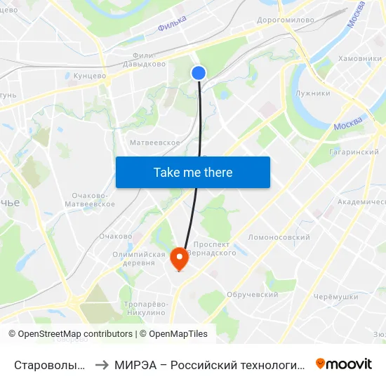 Староволынская ул. to МИРЭА – Российский технологический университет map