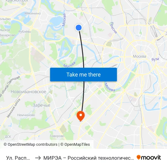 Ул. Расплетина to МИРЭА – Российский технологический университет map