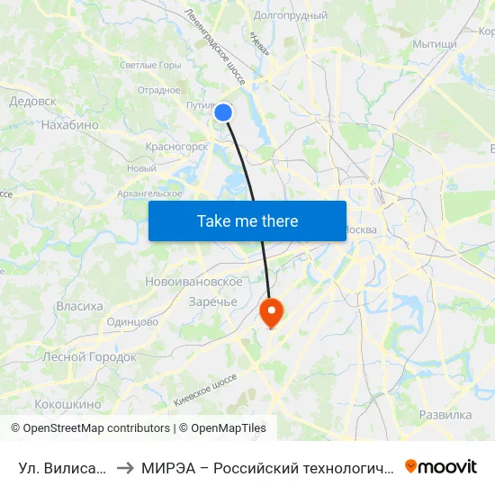 Ул. Вилиса Лациса to МИРЭА – Российский технологический университет map