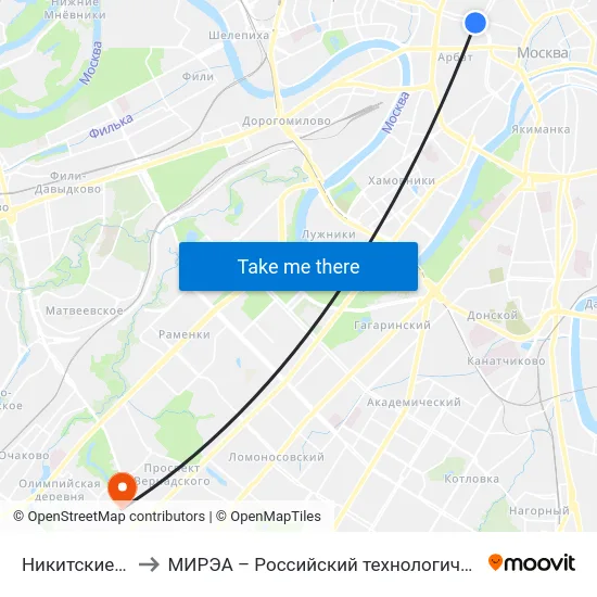 Никитские ворота to МИРЭА – Российский технологический университет map