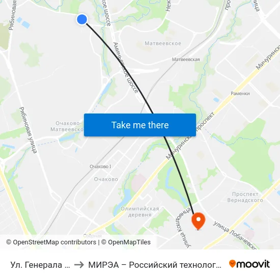 Ул. Генерала Дорохова to МИРЭА – Российский технологический университет map