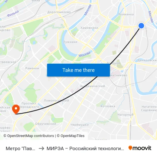 Метро "Павелецкая" to МИРЭА – Российский технологический университет map