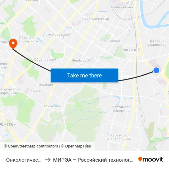 Онкологический центр to МИРЭА – Российский технологический университет map