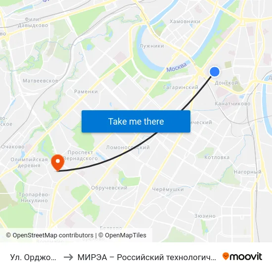 Ул. Орджоникидзе to МИРЭА – Российский технологический университет map
