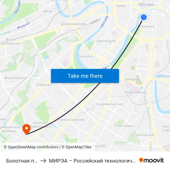 Болотная площадь to МИРЭА – Российский технологический университет map