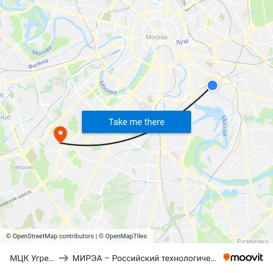 МЦК Угрешская to МИРЭА – Российский технологический университет map