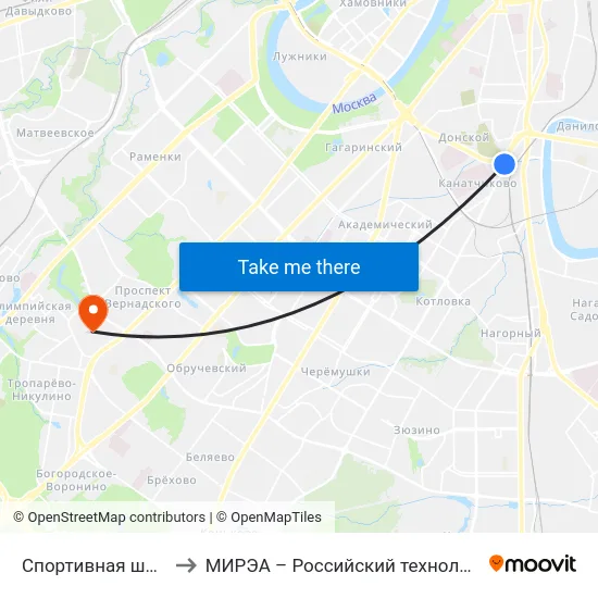 Спортивная школа "Тринта" to МИРЭА – Российский технологический университет map
