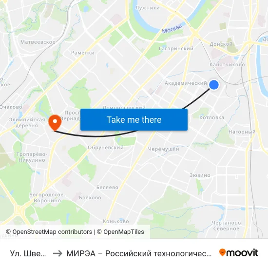 Ул. Шверника to МИРЭА – Российский технологический университет map