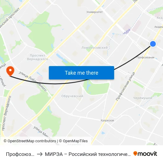 Профсоюзная ул. to МИРЭА – Российский технологический университет map