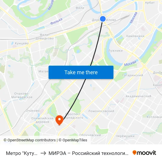 Метро "Кутузовская" to МИРЭА – Российский технологический университет map