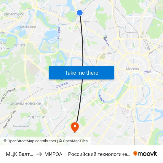 МЦК Балтийская to МИРЭА – Российский технологический университет map