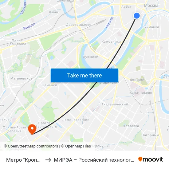 Метро "Кропоткинская" to МИРЭА – Российский технологический университет map