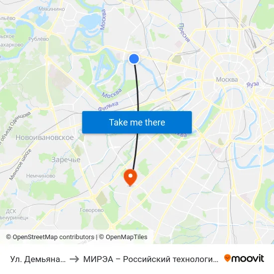 Ул. Демьяна Бедного to МИРЭА – Российский технологический университет map