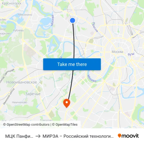МЦК Панфиловская to МИРЭА – Российский технологический университет map
