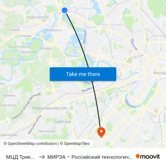 МЦД Трикотажная to МИРЭА – Российский технологический университет map