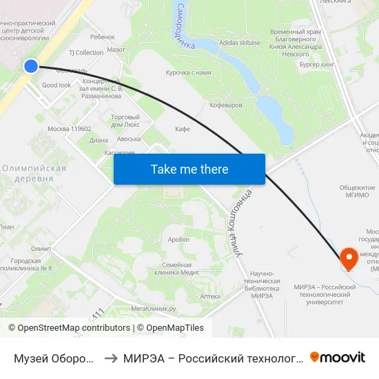 Музей Обороны Москвы to МИРЭА – Российский технологический университет map