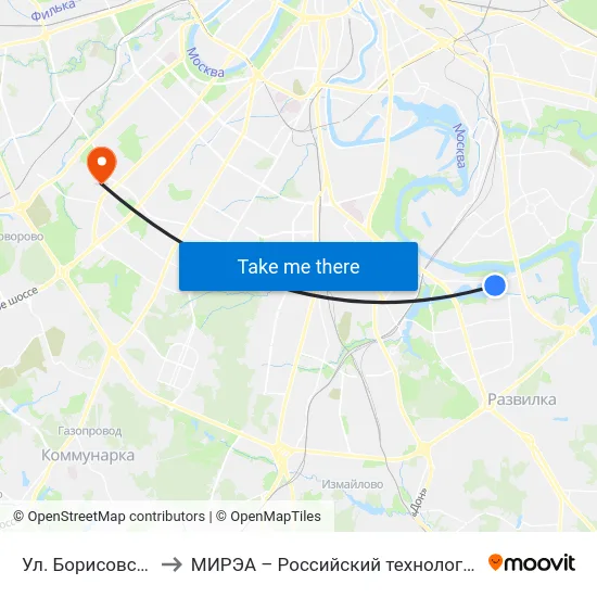 Ул. Борисовские Пруды to МИРЭА – Российский технологический университет map