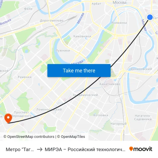 Метро "Таганская" to МИРЭА – Российский технологический университет map