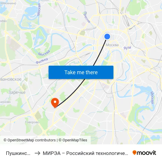 Пушкинская пл. to МИРЭА – Российский технологический университет map