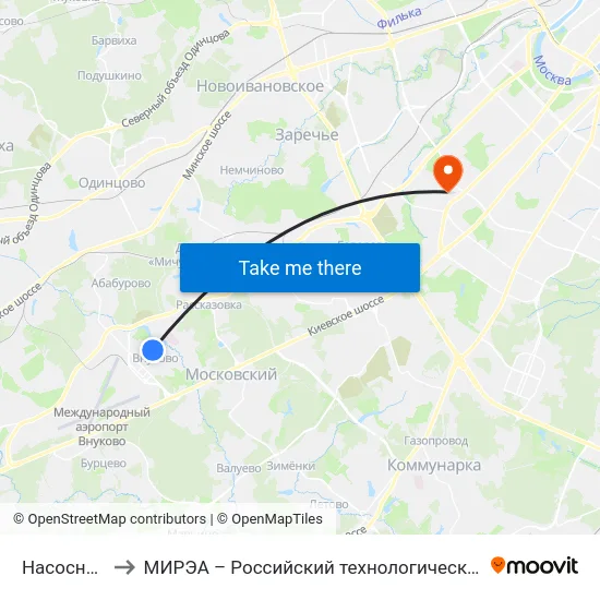Насосная ул. to МИРЭА – Российский технологический университет map