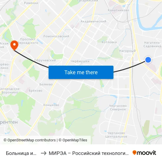Больница им. Юдина to МИРЭА – Российский технологический университет map