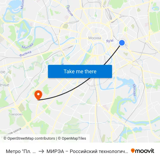 Метро "Пл. Ильича" to МИРЭА – Российский технологический университет map