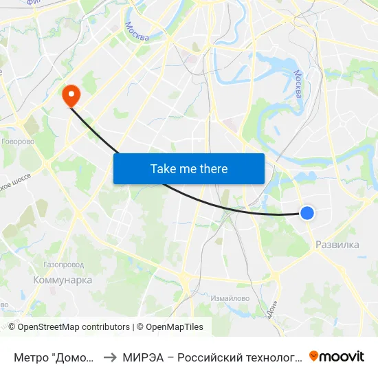Метро "Домодедовская" to МИРЭА – Российский технологический университет map