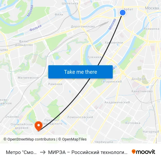 Метро "Смоленская" to МИРЭА – Российский технологический университет map