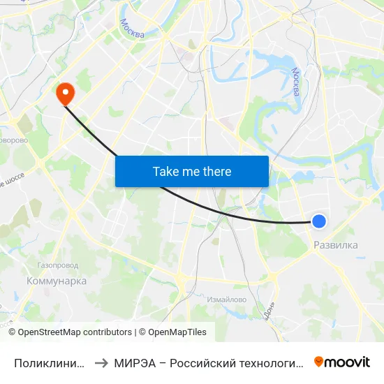 Поликлиника № 214 to МИРЭА – Российский технологический университет map