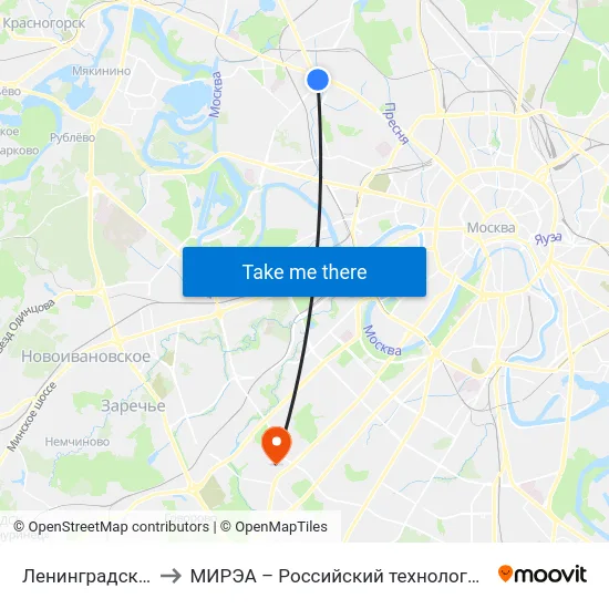 Ленинградский просп. to МИРЭА – Российский технологический университет map
