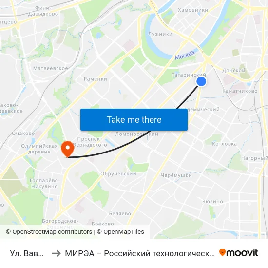 Ул. Вавилова to МИРЭА – Российский технологический университет map